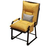 GIZNXBA Sillas De Ordenador con Respaldo De Cuero Silla Auxiliar Moderna para El Dormitorio Sillón Reclinable Ajustable con Patas De Metal Sillas Reclinables De Lectura para El Salón(Yellow)