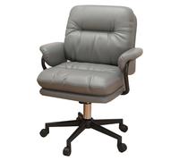 GIZNXBA Sillas De Ordenador De Cuero Silla De Escritorio para Oficina En Casa con Respaldo Medio Sillas Ejecutivas De Trabajo con Reposabrazos Y Modo De Balanceo De 13°(/Gray,Nero)