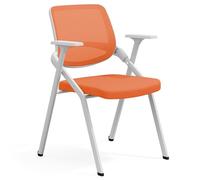 GIZNXBA Sillas Plegables con Cojín Acolchado Sillas De Recepción De Malla Silla Plegable Comercial con Estructura De Acero Silla para Sala De Espera, Conferencias Y Formación(Orange)