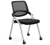 GIZNXBA Sillas Plegables con Cojín Acolchado Sillas De Recepción De Malla Silla Plegable Comercial con Estructura De Acero Silla para Sala De Espera, Conferencias Y Formación(Black F)