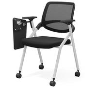 GIZNXBA Sillas Plegables con Cojín Acolchado Sillas De Recepción De Malla Silla Plegable Comercial con Estructura De Acero Silla para Sala De Espera, Conferencias Y Formación(Black H)