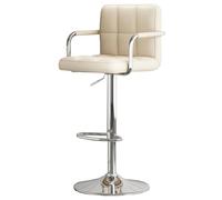 GIZNXBA Taburetes De Bar Ajustables De Cuero con Respaldo Sillas De Bar Altas Giratorias De 24-32 Pulgadas con Brazos para Isla De Cocina, Comedor, Pub, Cafetería(Beige)