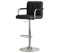 GIZNXBA Taburetes De Bar Ajustables De Cuero con Respaldo Sillas De Bar Altas Giratorias De 24-32 Pulgadas con Brazos para Isla De Cocina, Comedor, Pub, Cafetería(Nero)