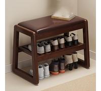 GIZNXBA Zapatero Entrada Recibidor 2 Niveles Banco Mueble Zapatero Reposapiés Otomana Moderno con Estructura De Madera para Salón, Dormitorio Banco Asiento(/Brown,50cm)
