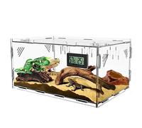 Giznzg Acuario Reptil, Caja de cría de Insectos, Granja de cría de Animales acrílico de 360°, termómetro Digital y higrómetro, Caja de cría de Reptiles Spider/Caracol/Rana/Lagarto(30 * 20 * 15cm)