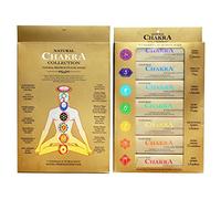GJ BOON - Varillas de incienso Agarbatti, colección natural de chakras, 7 chakras, 7 paquetes de 15 gramos, 105 piezas en total, tiempo de combustión de 35-40 minutos