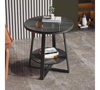 GJ Mesa de Centro de Dos Niveles, Moderna Mesa Auxiliar Redonda con Marco de Metal, Mesa de Esquina Creativa for casa, Oficina, apartamento, balcón, sofá.(D,50x60cm)