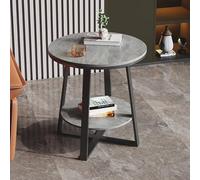 GJ Mesa de Centro de Dos Niveles, Moderna Mesa Auxiliar Redonda con Marco de Metal, Mesa de Esquina Creativa for casa, Oficina, apartamento, balcón, sofá.(C,50x60cm)
