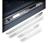 Gjasks Juego de 4 Protector Umbral Puerta Coche en Acero Inoxidable para VW T-Cross 2020-2026, Embellecedores de Puerta Cromados, Protección Antirrayas y Decorativa, Plata