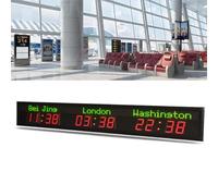 GJBMXSM Reloj Mundial Digital LED con Zonas Horarias para Varias Ciudades,Ajuste De Brillo 5 Niveles,Reloj De Pared con Hora Mundial para Oficinas Multinacionales,Hoteles 3TimeZone