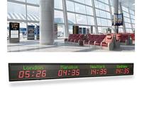 GJBMXSM Reloj Mundial Digital LED con Zonas Horarias para Varias Ciudades,Ajuste De Brillo 5 Niveles,Reloj De Pared con Hora Mundial para Oficinas Multinacionales,Hoteles 4TimeZone