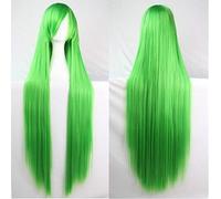 GJBXP 100 cm moda barata recta larga peluca cosplay negro plata blanco rojo azul púrpura rosa verde pelucas de pelo sintético para mujer verde