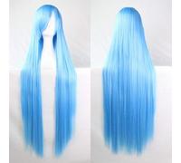 GJBXP 100 cm moda barato recta larga peluca cosplay negro plata blanco rojo azul púrpura rosa verde pelucas de pelo sintético para mujer azul claro