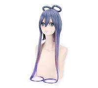 GJBXP 100 cm sintético Vocaloid plata gris negro peluca larga mujer pelo lacio Anime Cosplay pelucas trenzadas para fiesta de disfraces de Halloween azul ombre