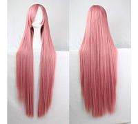 GJBXP 100cm Moda Barato Recto Largo Peluca Cosplay Negro Plata Blanco Rojo Azul Púrpura Rosa Verde Pelucas de pelo sintético para mujer rosa