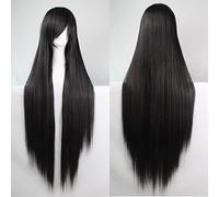 GJBXP 100cm Moda Barato Recto Largo Peluca Cosplay Negro Plata Blanco Rojo Azul Púrpura Rosa Verde Pelucas de pelo sintético para mujer negro