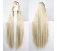 GJBXP 100cm Moda Barato Recto Largo Peluca Cosplay Negro Plata Blanco Rojo Azul Púrpura Rosa Verde Pelucas de pelo sintético para mujeres rubio claro