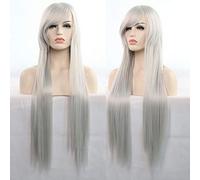 GJBXP 11 colores 80 cm sintético peluca de pelo largo y recto negro gris verde azul púrpura rosa peluca cosplay pelucas para mujeres plata blanco