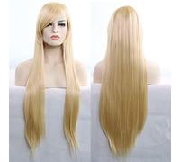 GJBXP 11 colores 80 cm sintético peluca de pelo largo y recto negro gris verde azul púrpura rosa peluca cosplay pelucas para mujer rubia