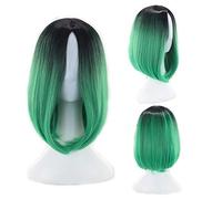 GJBXP 12 pulgadas corto Bob pelucas para mujeres pelo sintético Anime Cosplay dos tonos negro rosa gris azul verde rojo púrpura rubio Ombre peluca negro verde 3