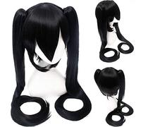 GJBXP 120Cm Hatsune Miku Peluca Cosplay sintética Recta Blanco Azul Anime Cabello Disfraz de Halloween Pelucas para mujer con doble clip Cola de caballo 02