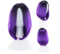 GJBXP 12inch Short Bob Wigs For Women Synthetic Hair Anime Cosplay Two Tone Black Pink Grey Blue Green Red Purple Blonde Ombre Wig black yellow black purple