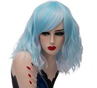 GJBXP 14 pulgadas corto ondulado colorido arco iris peluca pelo sintético disfraz de Halloween Anime Cosplay naranja Ombre fiesta pelucas para mujeres azul destacados