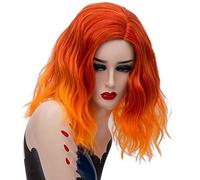 GJBXP 14 pulgadas corto ondulado colorido arco iris peluca pelo sintético disfraz de Halloween Anime Cosplay naranja Ombre fiesta pelucas para mujer naranja ombre