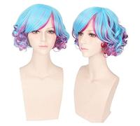 GJBXP 2018 Lolita Harajuku Peluca corta Ombre Negro Rubio Marrón Pelo sintético resistente al calor Anime Cosplay Pelucas de fiesta para mujer azul púrpura ombre