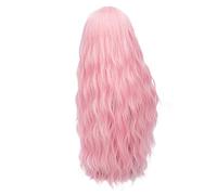 GJBXP 28 pulgadas largo rizado azul rubio verde rosa peluca sintética pelo natural Anime Cosplay disfraces de Halloween fiesta pelucas para mujeres rosa 0