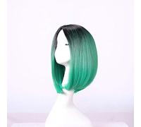 GJBXP 30cm Parte media recta corta Negro Rubio Ombre Peluca Cosplay Anime Pelo sintético Fiesta de disfraces de Halloween Pelucas para mujeres 05