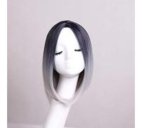 GJBXP 30cm Parte media recta corta Negro Rubio Ombre Peluca Cosplay Anime Pelo sintético Fiesta de disfraces de Halloween Pelucas para mujeres 11
