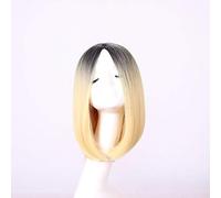 GJBXP 30cm Parte media recta corta Negro Rubio Ombre Peluca Cosplay Anime Pelo sintético Fiesta de disfraces de Halloween Pelucas para mujeres 06