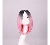 GJBXP 30cm Parte media recta corta Negro Rubio Ombre Peluca Cosplay Anime Pelo sintético Fiesta de disfraces de Halloween Pelucas para mujeres 07