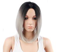 GJBXP 30cm peluca corta recta Ombre Cosplay Anime pelo sintético resistente al calor mujer negro azul gris rosa pelucas cortas Bob para fiesta plata