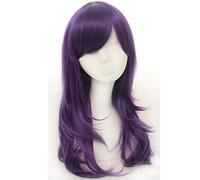 GJBXP 70cm Anime de alta calidad Peluca de cosplay ondulada larga con flequillo Pelo sintético resistente al calor Negro Rosa Plata Azul Verde Mujer Pelucas púrpura