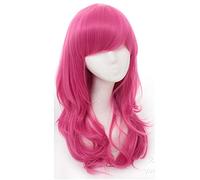 GJBXP 70cm Anime de alta calidad Peluca de cosplay ondulada larga con flequillo Pelo sintético resistente al calor Negro Rosa Plata Azul Verde Pelucas de mujer rosa rojo