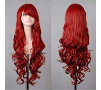 GJBXP 80 cm moda azul púrpura rojo negro largo ondulado peluca sintética Lolita Anime Cosplay mujer pelucas para fiesta de disfraces de Halloween 13 colores rojo
