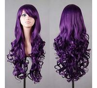 GJBXP 80 cm moda azul púrpura rojo negro largo ondulado peluca sintética Lolita Anime Cosplay mujer pelucas para fiesta de disfraces de Halloween 13 colores púrpura oscuro