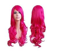 GJBXP 80 cm moda azul púrpura rojo negro largo ondulado peluca sintética Lolita Anime Cosplay mujer pelucas para fiesta de disfraces de Halloween 13 colores rosa rojo
