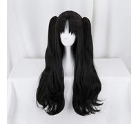 GJBXP 80cm Fate stay night Tohsaka Rin Peluca de cosplay Largo ondulado Negro Rubio Pelo sintético Fate Grand Order Anime Pelucas con coletas Negro