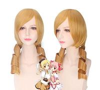 GJBXP Anime Puella Magi Madoka Magica Tomoe Mami Cosplay peluca rubia dorada sintética pelo ondulado pelucas para fiesta de disfraces 45 cm
