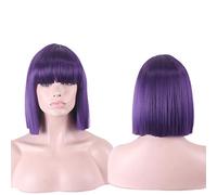 GJBXP Anime sintético 12 pulgadas pelucas Bob rectas para mujer azul negro blanco púrpura gris corto Cosplay peluca mujer fibra de alta temperatura púrpura