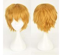 GJBXP Barato Pelo sintético Corto Ondulado Hombres Peluca Cosplay Negro Blanco Rubio Marrón Púrpura Rosa Azul Rojo Naranja Gris Plata Pelucas de anime dorado