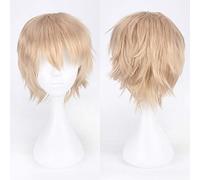 GJBXP Barato Pelo sintético Corto Ondulado Hombres Peluca Cosplay Negro Blanco Rubio Marrón Púrpura Rosa Azul Rojo Naranja Gris Plata Pelucas de anime marrón claro