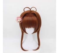 GJBXP Biamoxer Card Captor Sakura Clear Card Kinomoto Sakura Blonde Brown Peluca de cosplay Pelucas de fiesta Cosplay Peluca llena Gorra libre Marrón