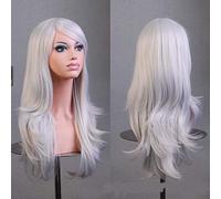 GJBXP Cos peluca de anime peluca de pelo largo y rizado cosplay color campana de escenario 25 pulgadas, amarillo gris plateado