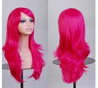 GJBXP Cos peluca de anime peluca de pelo largo y rizado cosplay color campana de escenario 25 pulgadas, rosa amarilla roja