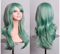 GJBXP Cos peluca de anime peluca de pelo largo y rizado cosplay color escenario capucha 25 pulgadas, verde amarillo