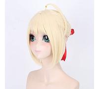 GJBXP Fate Stay Night Arturia Pendragon Saber Cosplay peluca rubia gris estilo Updo Anime disfraz pelucas completas para fiesta 3 colores rubio claro